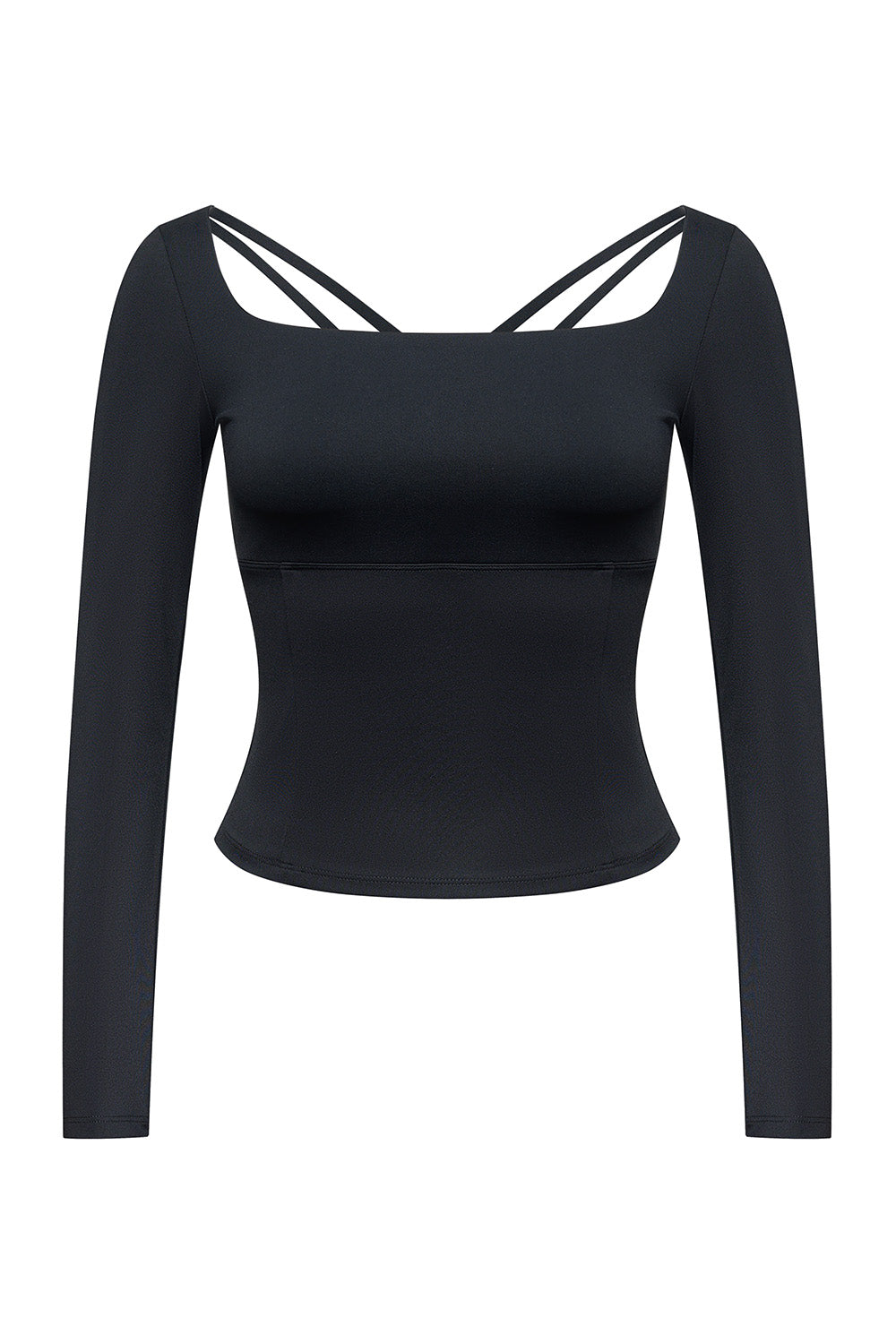 Kensington Square Neck Cross Back Long Sleeve Top. Luxury