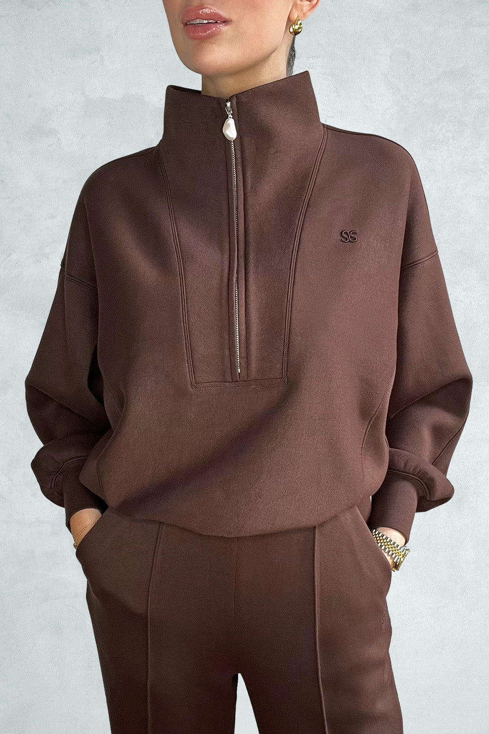 Pembroke Pearl 1/2 Zip Oversized Sweatshirt