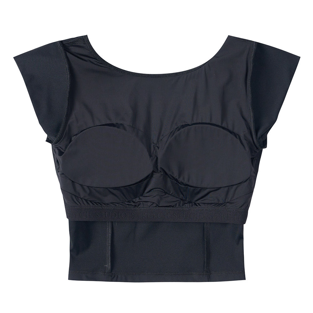 
                      
                        The inside of the Camden Square Neck Backless Top, showcasing the internal bra structure for added support and silhouette.
                      
                    
