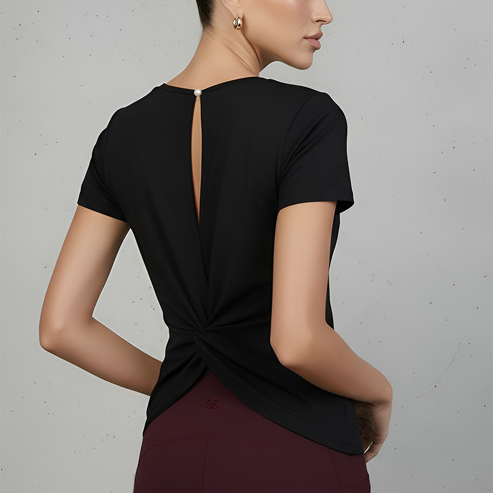 Fulham - Twist Back Keyhole Pearl T-Shirt