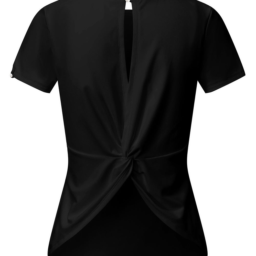 Fulham - Twist Back Keyhole Pearl T-Shirt