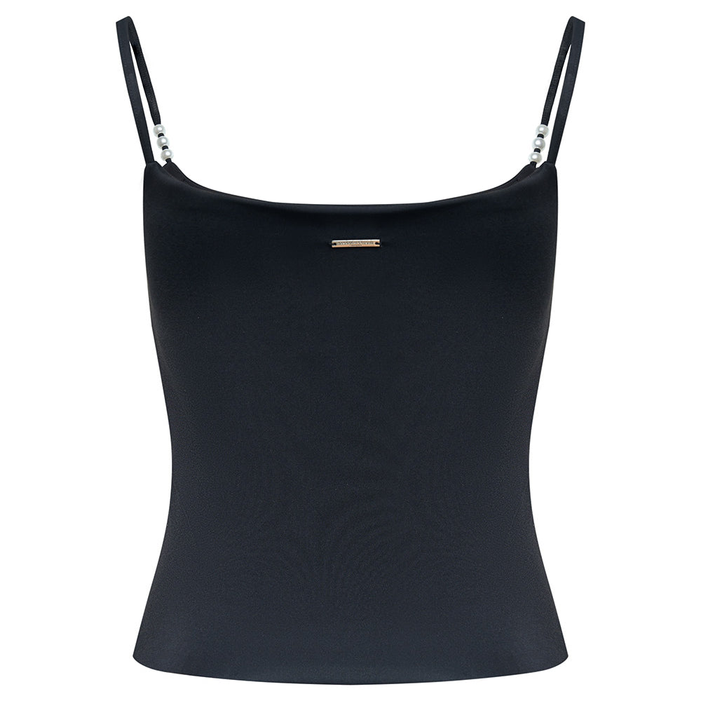 
                      
                        The back of the Mayfair Square Neck Pearl Cami top. Part of the signature pearl collection from Stretch Studio London.
                      
                    