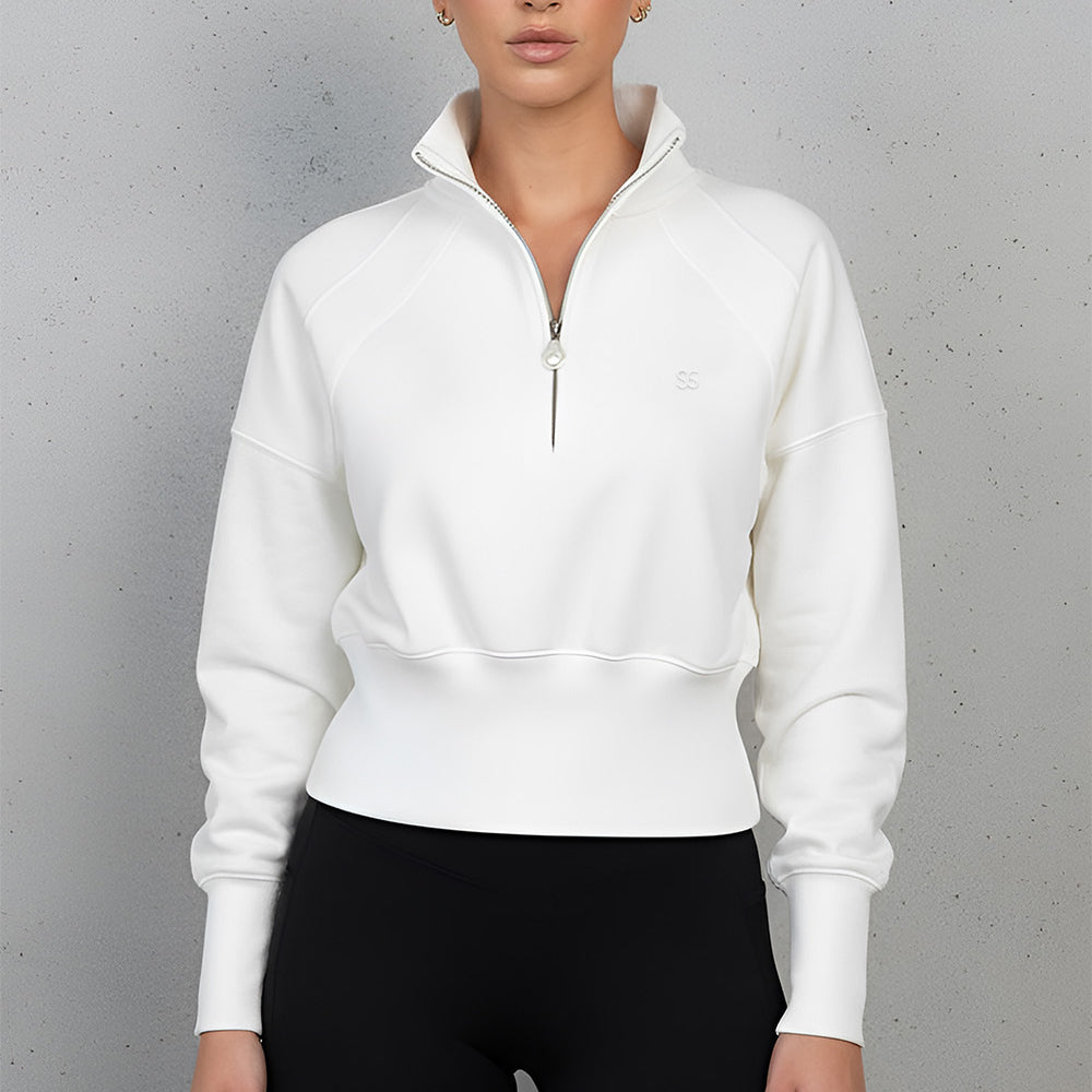 Petersham - Pearl 1/2 Zip Cropped Sweatshirt