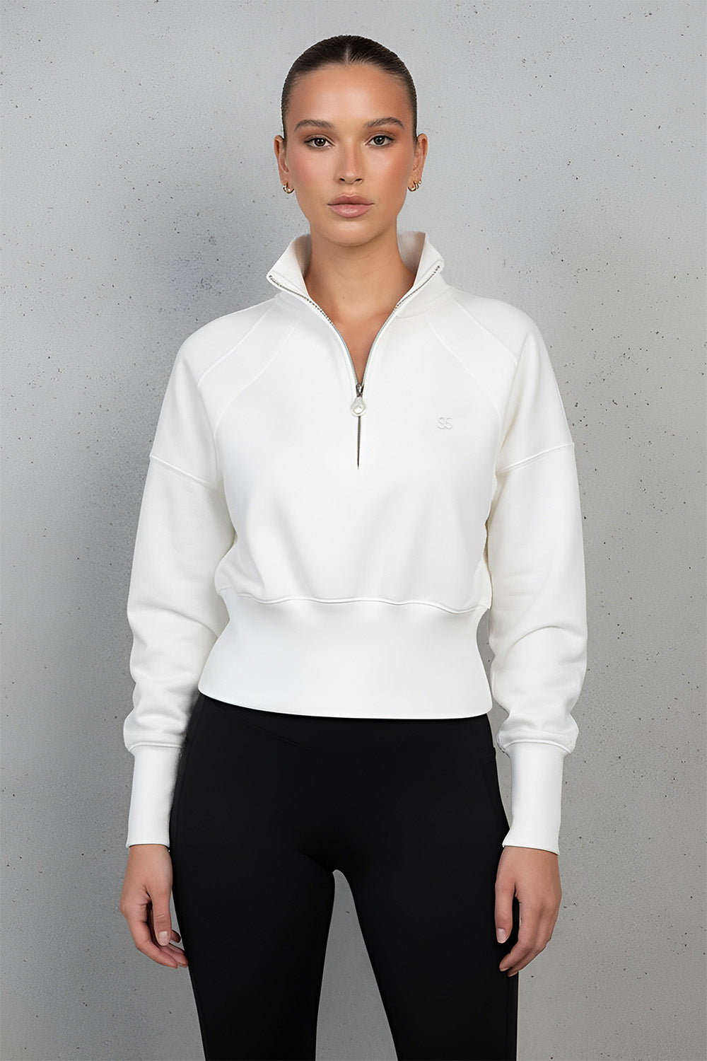 Petersham - Pearl 1/2 Zip Cropped Sweatshirt