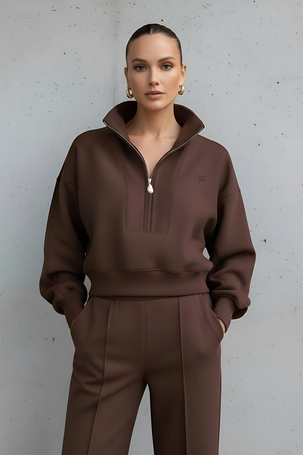 Pembroke - Pearl 1/2 Zip Oversized Sweatshirt