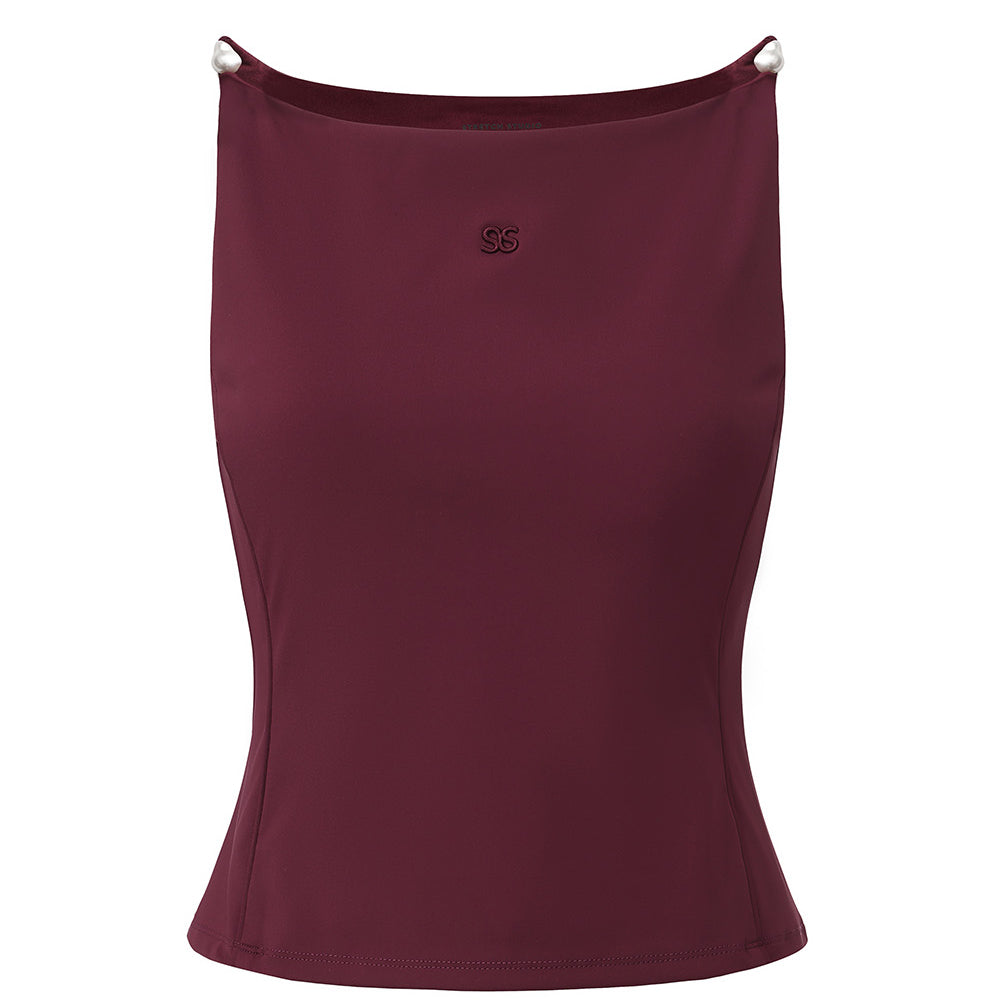 Whitehall - Boat Neck Pearl Shoulder Tank Top