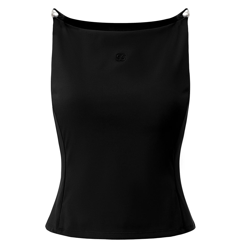 Whitehall - Boat Neck Pearl Shoulder Tank Top