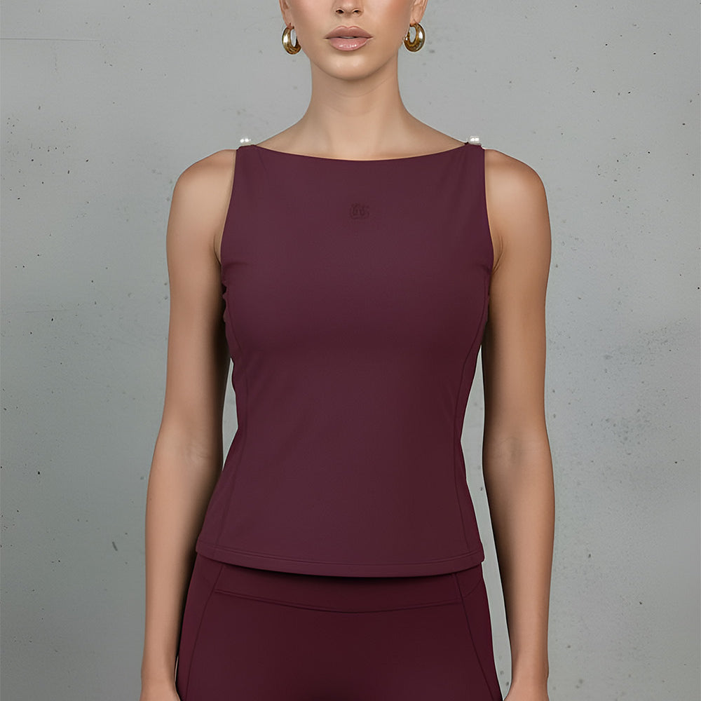 Whitehall - Boat Neck Pearl Shoulder Tank Top