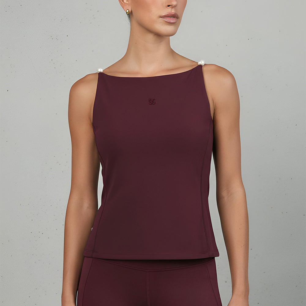 Whitehall - Boat Neck Pearl Shoulder Tank Top